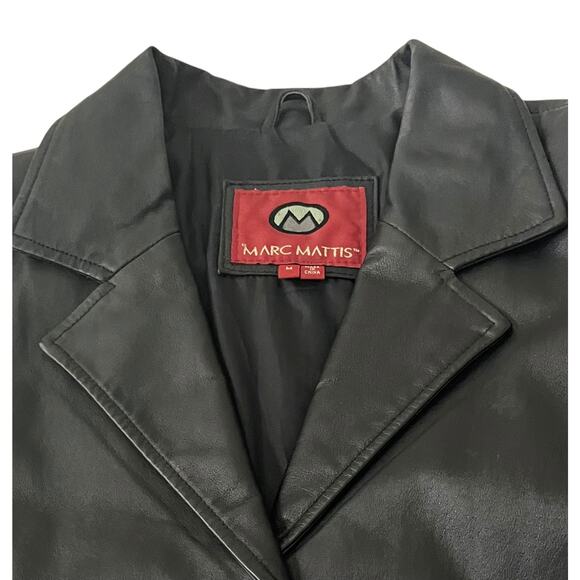 MARC MATTIS LONG SLV FULL LENGTH BUTTON GENUINE LEATHER COAT, WOMENS, M, BLACK - Picture 2 of 12